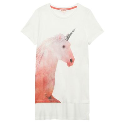 bluezoo Girls' white glittery unicorn print top